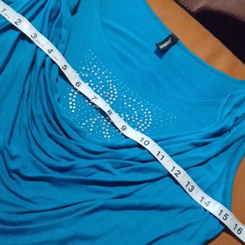 -- Jason Maxwell turquoise Ruched Embellished Tank - Picture 6 of 9